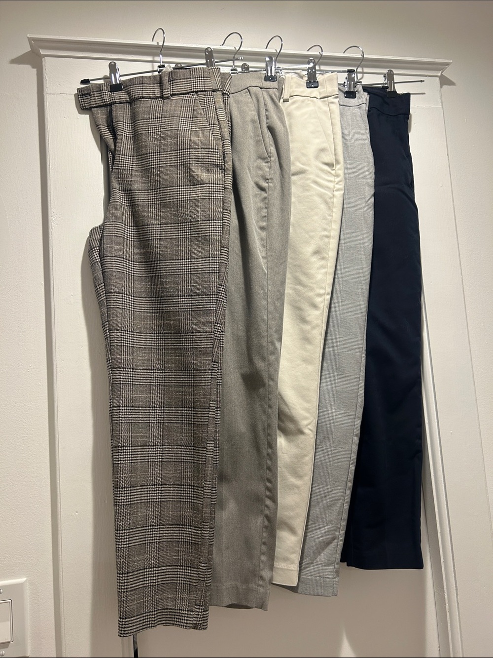 H&M Women's Trousers - Plaid, Light Gray, Cream, Gray, Black